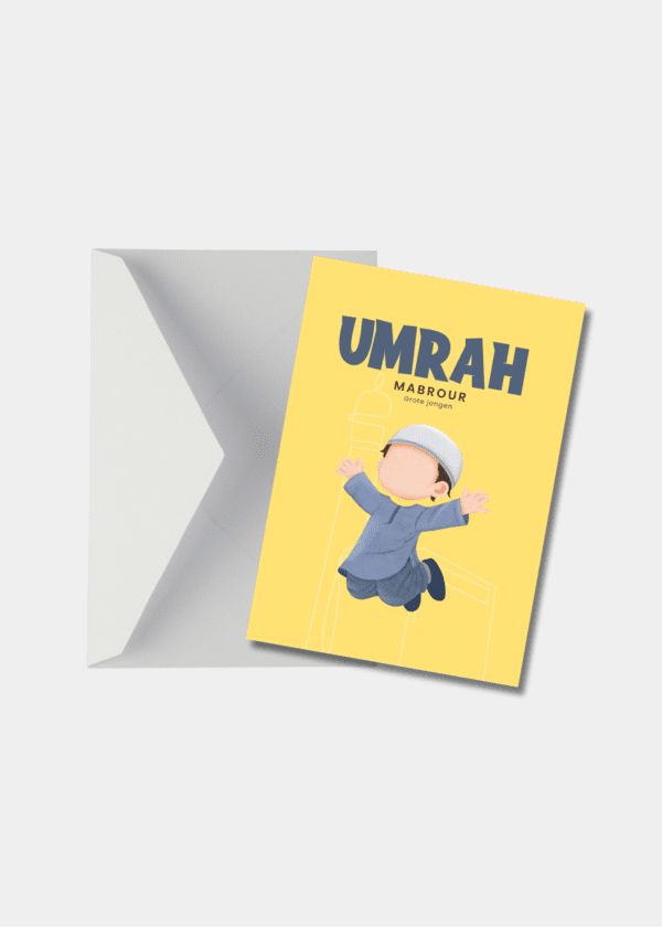 Umrah Mabrour kaart voor grote jongen – Islamitische felicitatie (A6) met envelop
